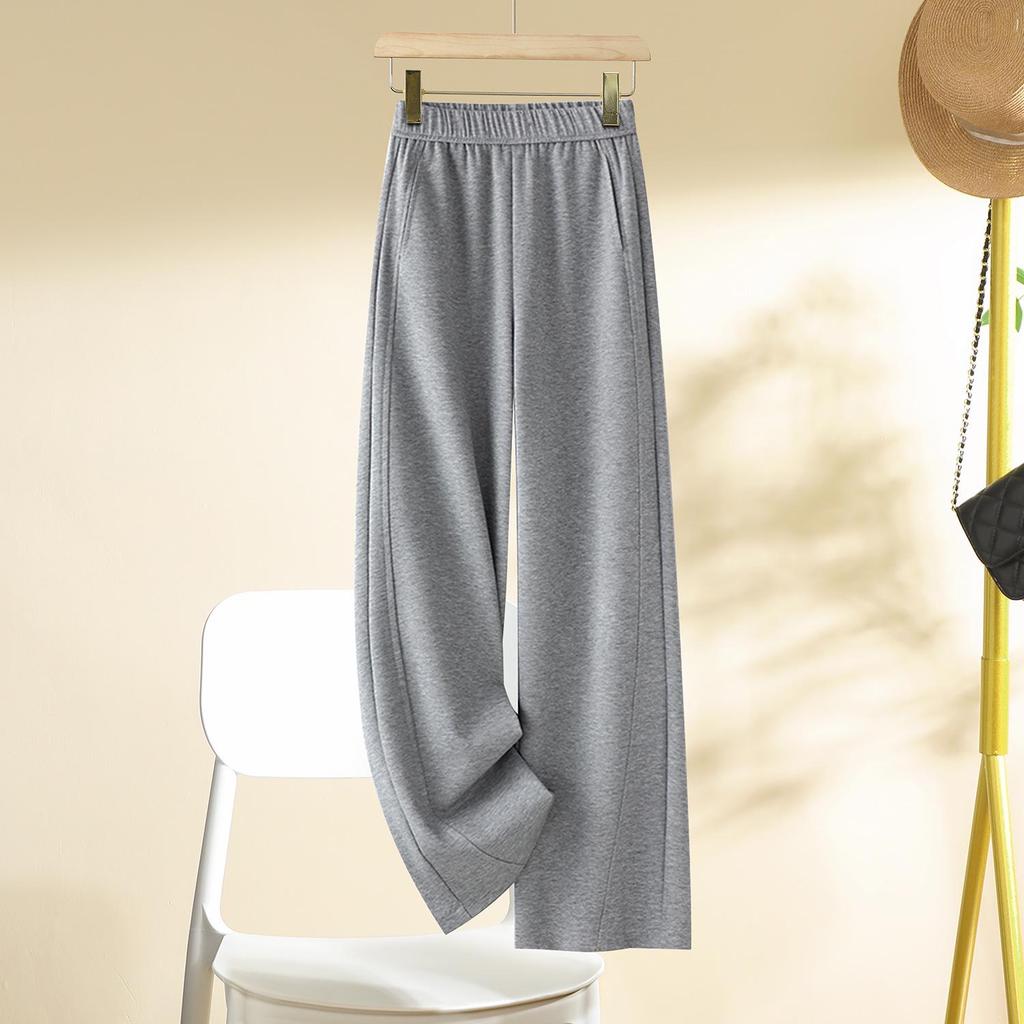 Women's Black High-Waisted Slimming Wide-Leg Pants for Spring & Autumn 2025