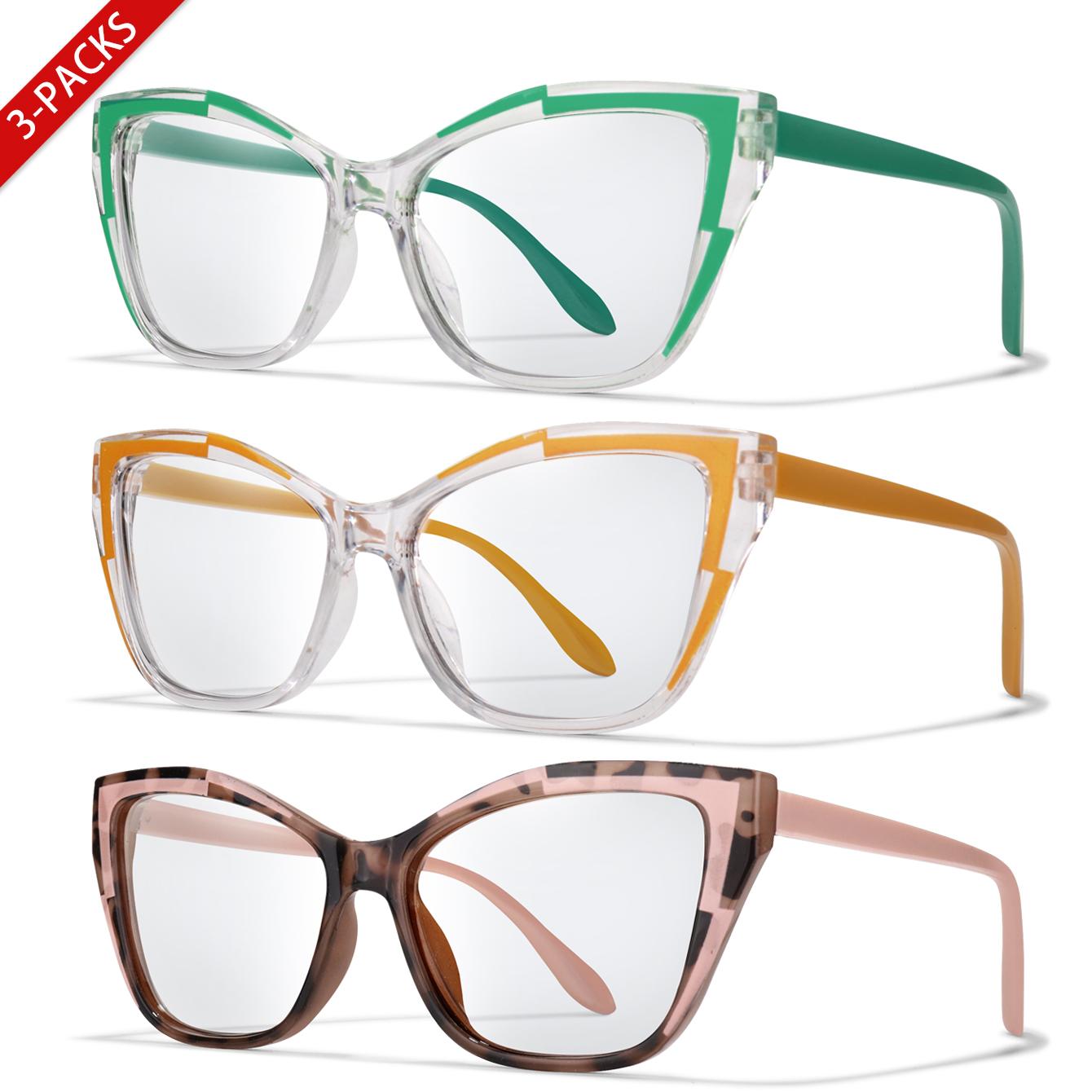 

3 Pairs Trendy Cateye Sunglasses For Men And Women Vacation Glasses With Uv Protection For Outdoor Sports Running Clear Goggles