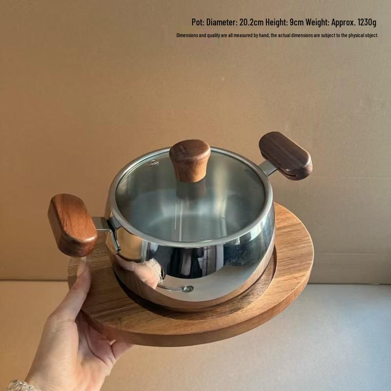 Multi-purpose 304 Stainless Steel Noodle and Baby Food Pot, Small Milk and Soup Pot with Steamer