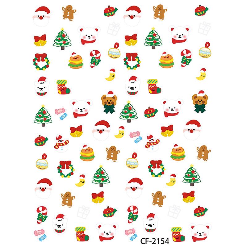 Cyansea Holiday Nail Stickers: Snowman, Christmas Tree, Hat, Candy, Fireworks.