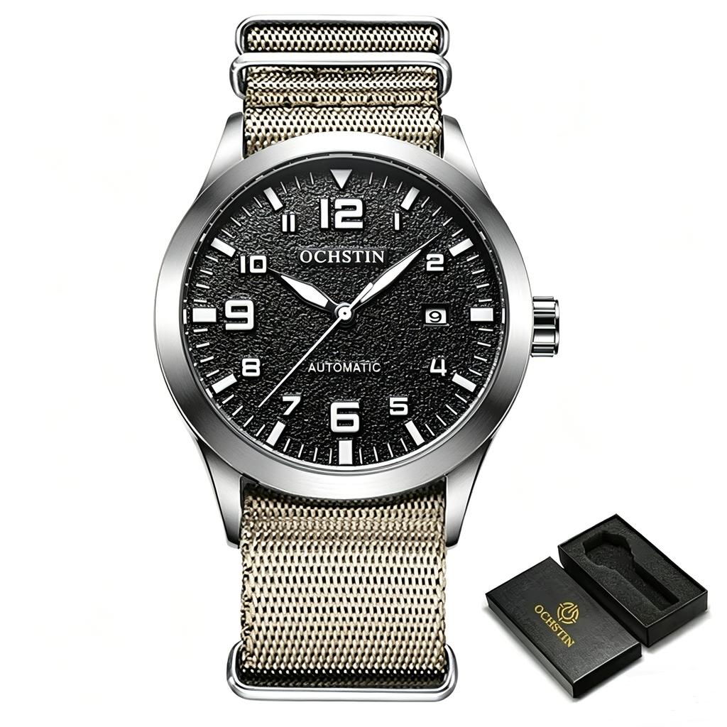 New Man Mechanical Pilot Wrist Watches Luxury Self Wind Leather Mechanic Male Clock Auto Date Relogio Masculino Gift for Men