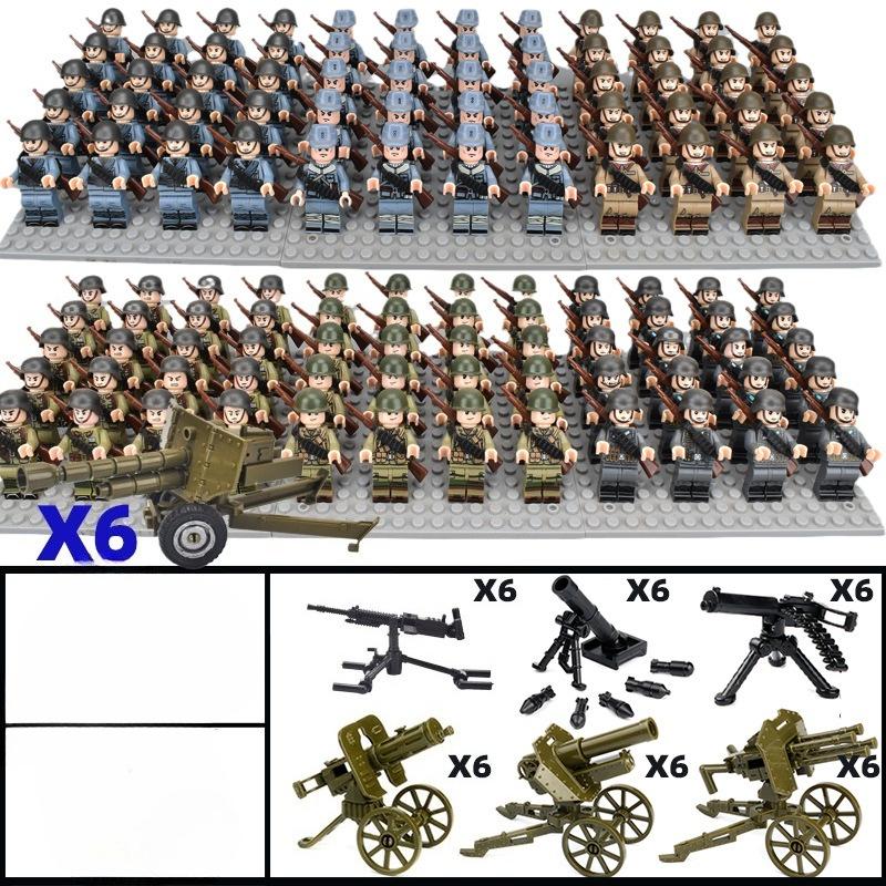 120 Piezas Bloques de Construcción Segunda Guerra Mundial Cuerpo Armada Mini Muñeco Humanoide Regalo de Cumpleaños Juguete Personaje de Dibujos Animados Rompecabezas Bloques de Construcción Ensamblados