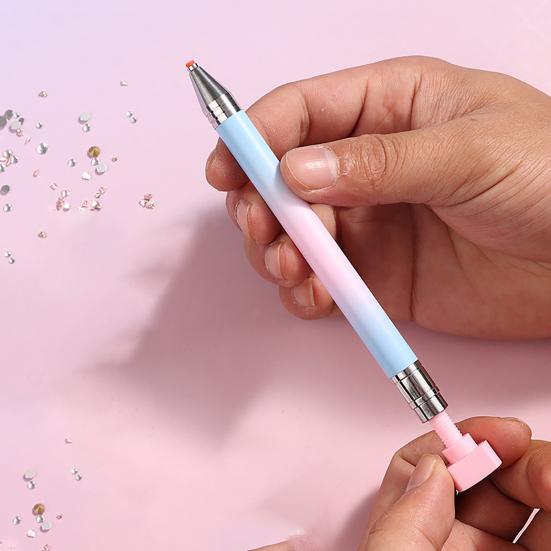 Rhinestone Art Pen with Wax Ergonomic Design Automatic Refillable Nail Pen DIY Craft Fine Tip Manicure Pen