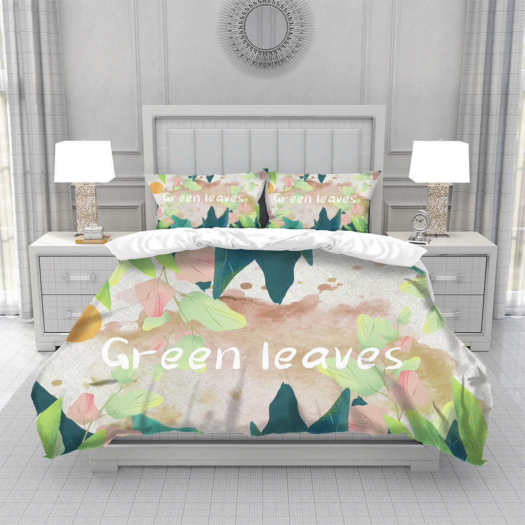 Tropical Hawaii King Queen Duvet Cover Hello Summer Palm Leaf Quilt Cover Exotic Bedding Set 2/3pcs Polyester Comforter Cover