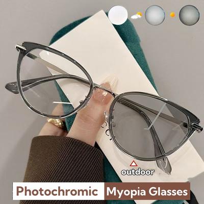 2025 Occhiali da vista da donna miopi Unisex Moda Anti-luce blu Occhio di gatto Occhiali fotocromatici Occhiali retrò Miopia Diottrie HD