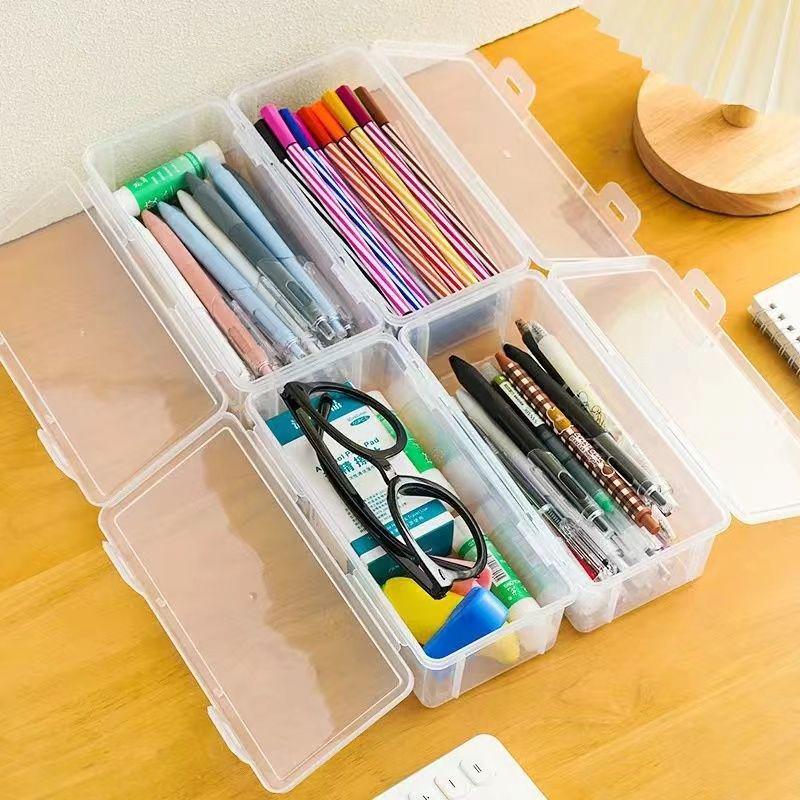 Transparent Large-Capacity Stationery Box with Lid for Colored Pencils, Crayons, and Sketching Supplies