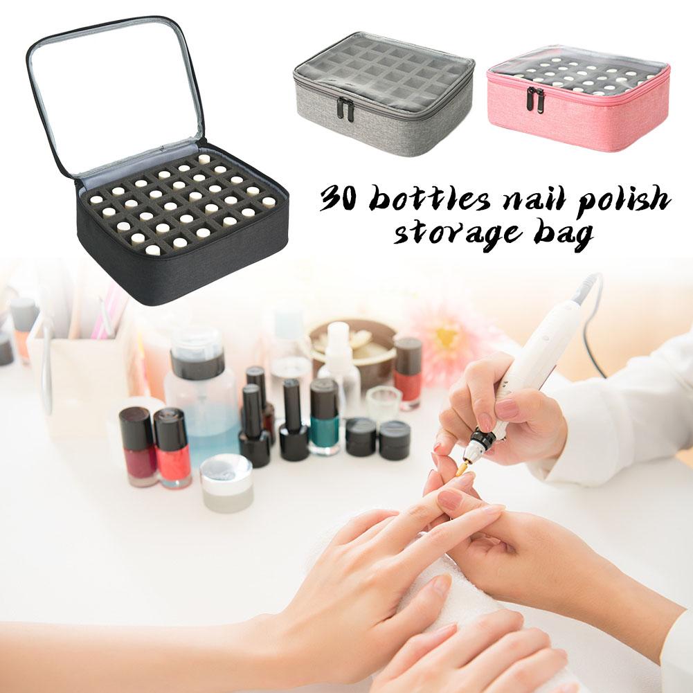 30 Bottles Nail Polish Storage Bag Portable Hand-held Large Capacity Nail Varnish Organizer Bag, Holds up to 30 Bottles(15ml)