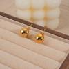 18K Gold Plated Titanium Steel Round Bead Stud Earrings for Girls