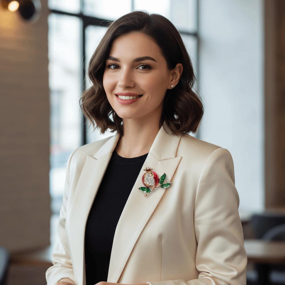 Pomegranate Enamel Fruit Brooch Elegant Fruit Lapel Pin Brooches Jewelry  Dresses Decoration