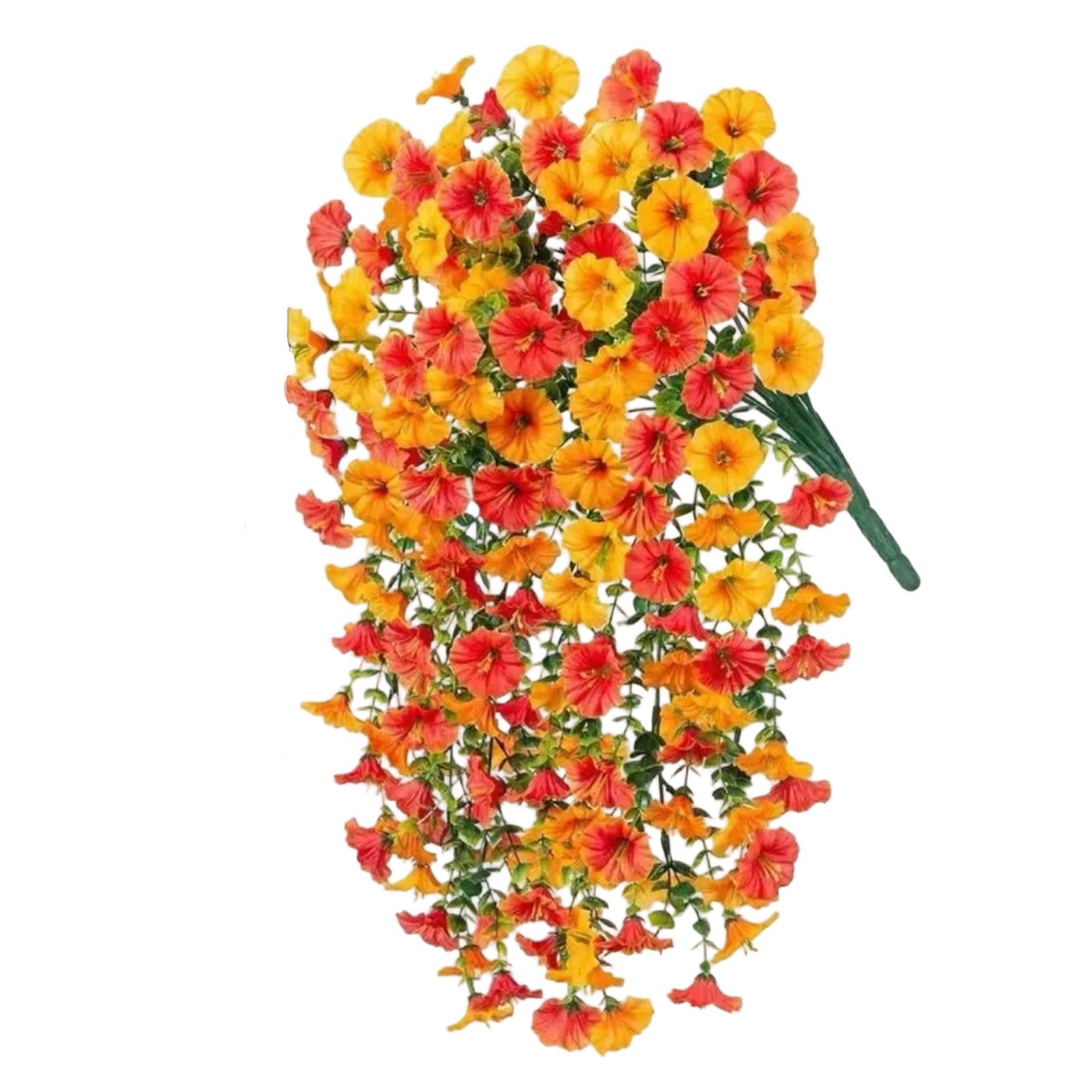 

2 Pack Artificial Morning Hanging Plastic Faux Flower for Outdoor Indoor Home Garden Wall Decoration One Size оранжевый