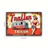 Vintage Trailer & Spice Girl Metal Tin Wall Art Sign - Retro Wall Decor with Pin-Up Girl & Classic Bus Design, Bar Decoration