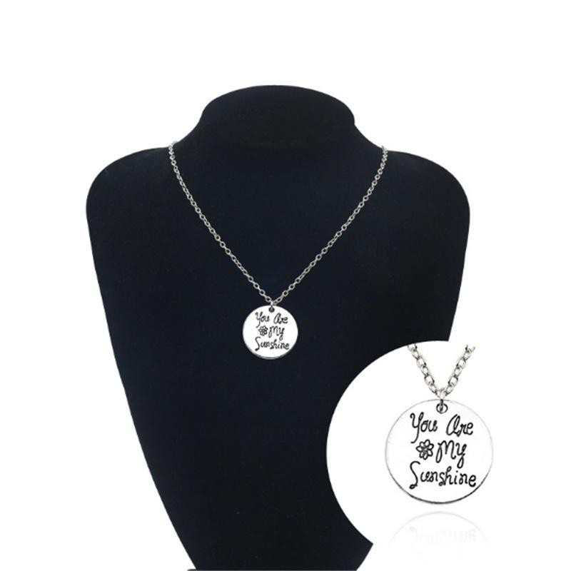 

You Are My Sunshine Letter Silver Necklace Punk Gothic Pendant Jewelry Gift