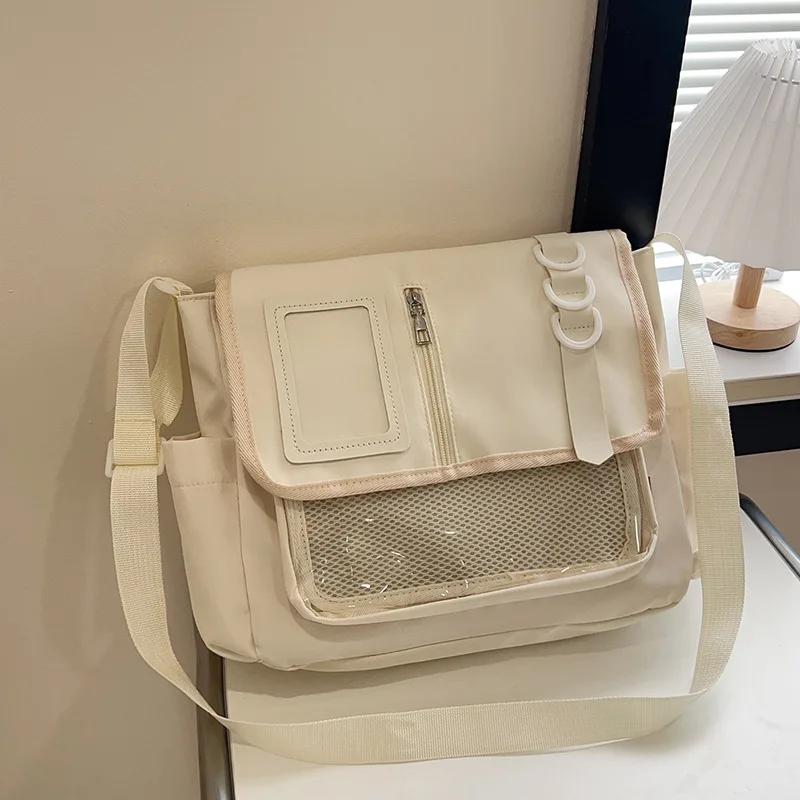 

Y2K Japanese Harajuku School Bags for Girls Transparent Itabag Shoulder Crossbody Bag DIY Badges Display Plate Ita Bag