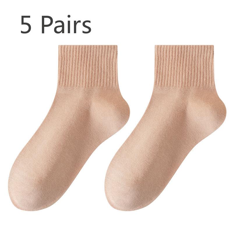 

5 пар женских весенне-летних тонких впитывающих пот дышащих хлопковых носков для отдыха 5 Pairs оранжевый