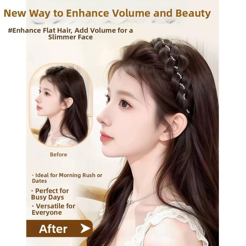 Pearl Adjustable Fishtail Braid Headband Easy Wig Headband Suitable for Daily and Casual Wear