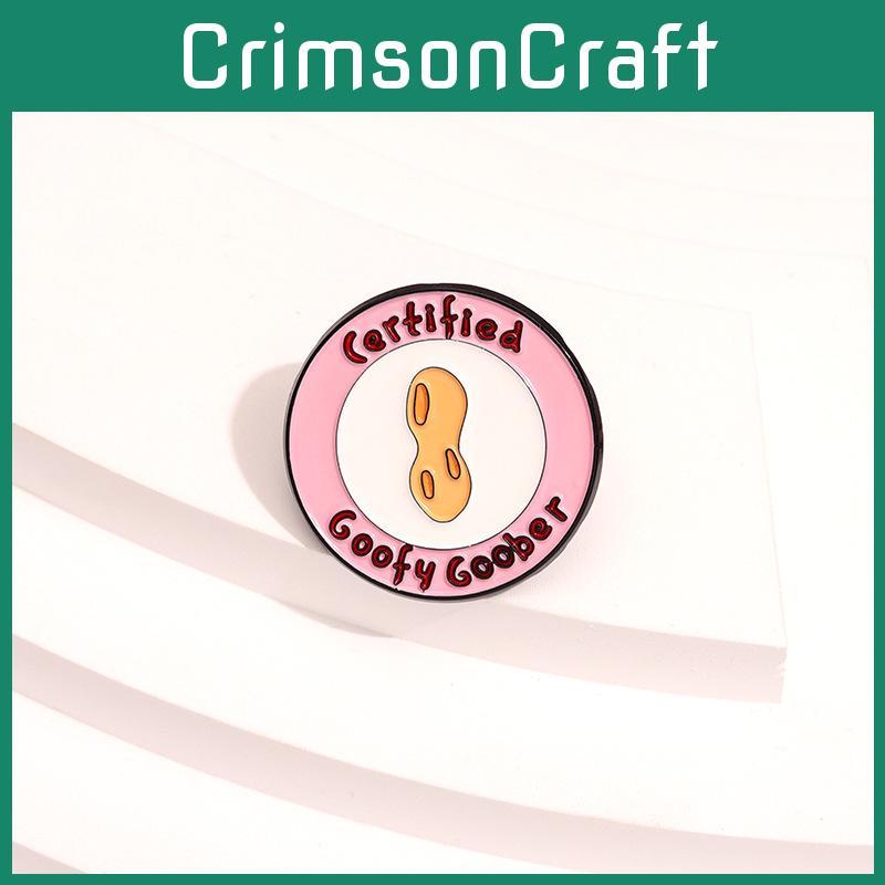 Adorable Pink Cartoon Geometric Letter Certified Brooch With Creative Peanut Pattern Charm