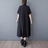 Short Sleeve Plus Size Black Vintage New In Dresses for Women Casual Loose Long Summer Shirt Dress