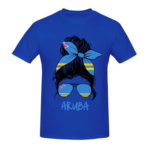 Aruba Flag Girl T-Shirt White Short Sleeve for Women Holiday National Day Clothing Streetwear