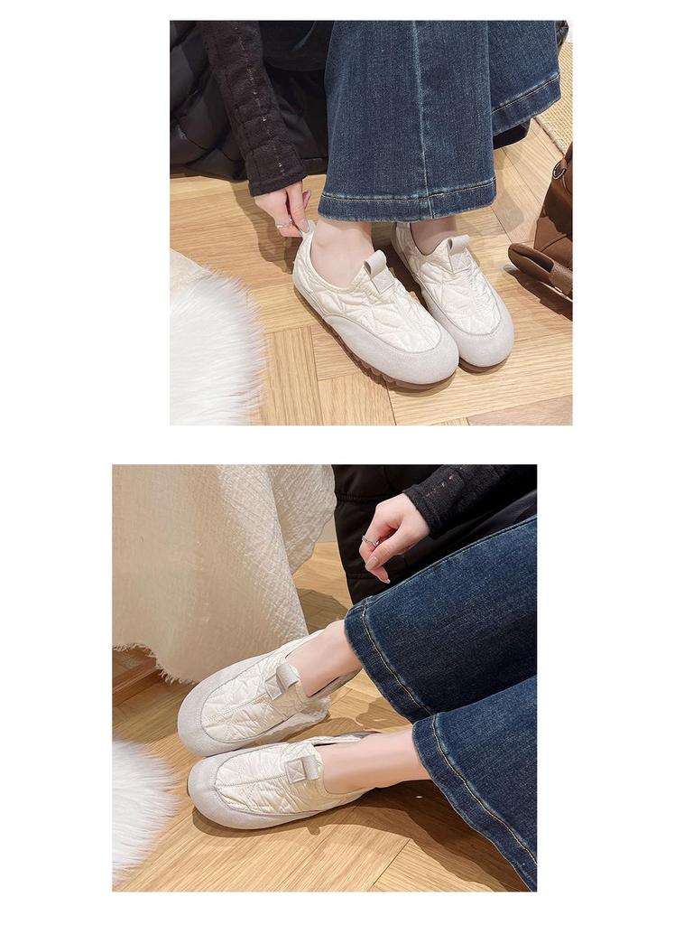 Vintage Style Slip-On Flat Shoes - Women's Versatile Autumn/Winter Grandma Shoes