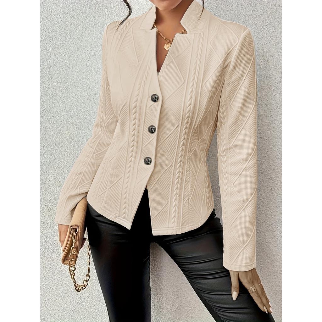 Jacket Long Sleeved Ladies An Elegant Single Breasted High Necked Jacket Suitable For Casual Wear In Spring And Autumn