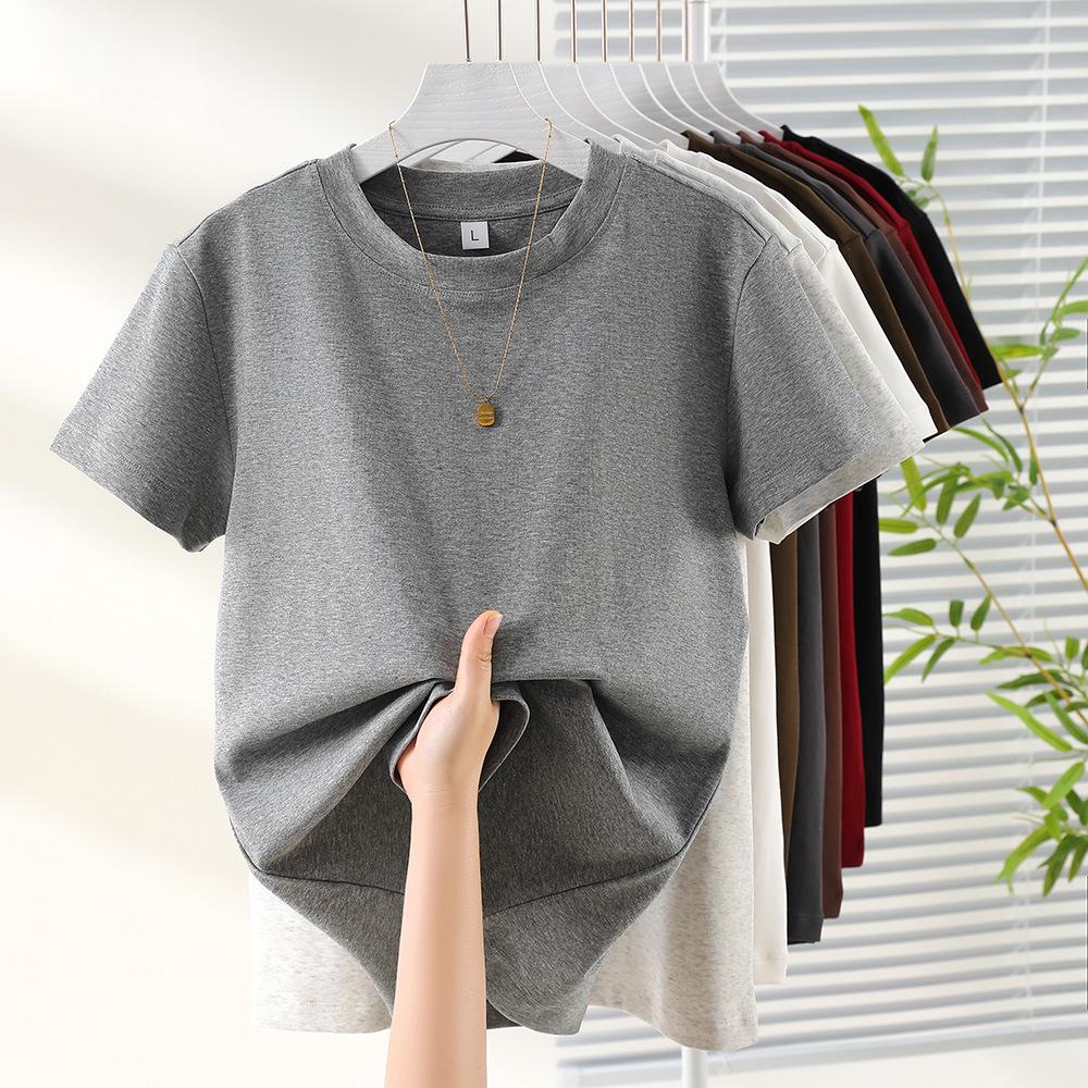 

Женская футболка с коротким рукавом, круглым вырезом, прилегающего силуэта, из рубчатого хлопка: Летняя коллекция 2025 г. L 48-60kg