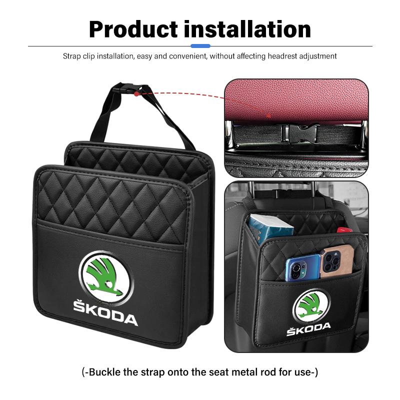 AAABR1 For Skoda Multifunction Car Backseat Storage Bag Tissue Water Cup Holder Auto Organizer Accessories Octavia A5 A7 RS Fabia