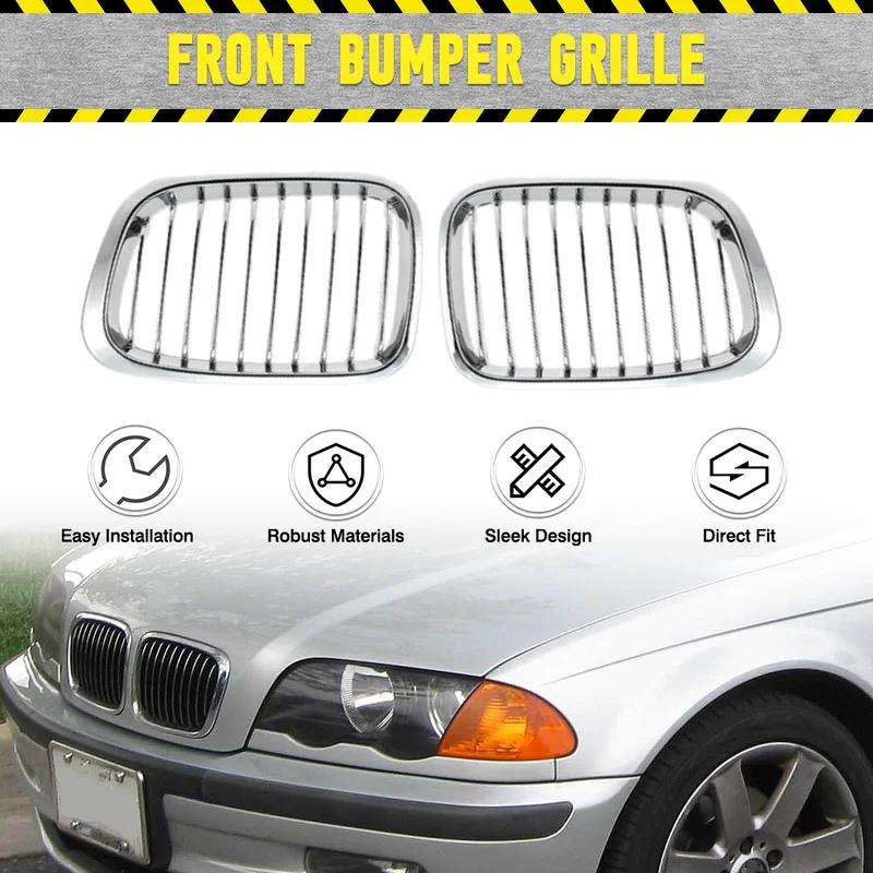 

Chrome front hood grille, 2 pieces, for BMW E46, pre-facelift 4-door 1998–08/2001 51138208489 51138208490