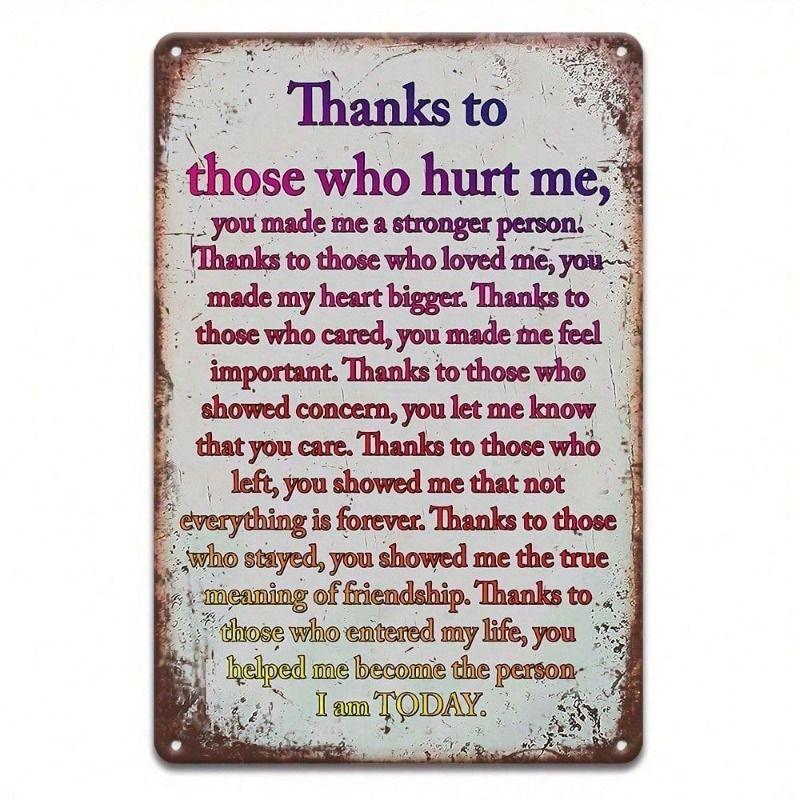 Metal Poster Wall Art Thank You Sign 20x30 cm Home Decor