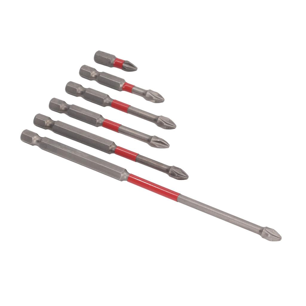 6PCS Electric Screwdriver Bits Cross Head Drill Driver Bit Set Alloy Steel Strong Magnetic Power Bits