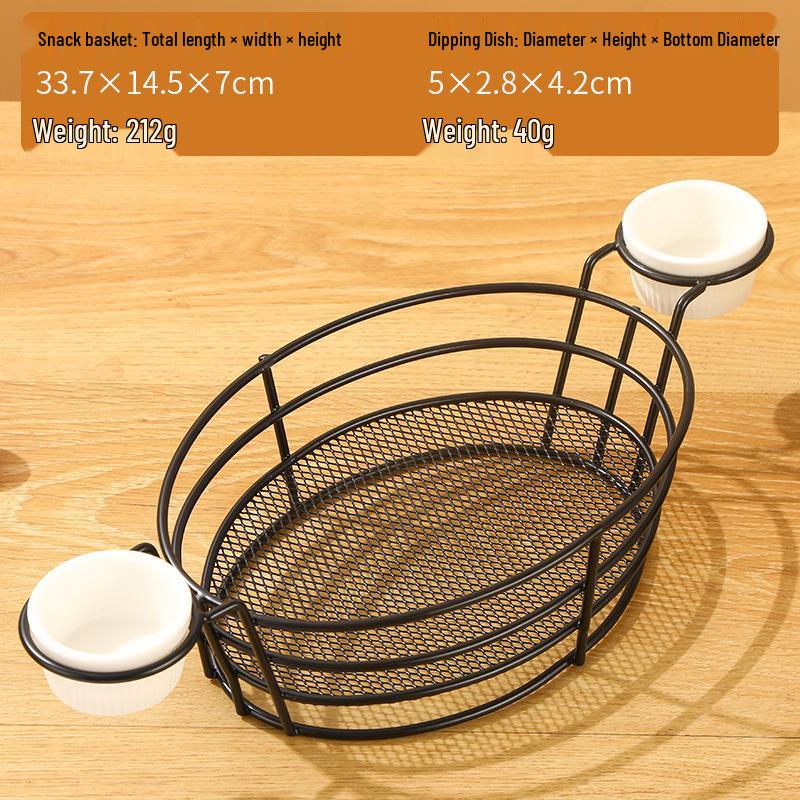 Retro Wrought Iron Snack Basket - French Fry & Fried Chicken Plate for Milk Tea Shops, KTV Bars