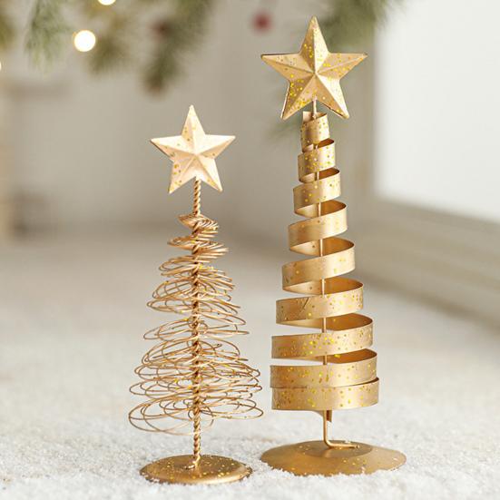 Yousheng Gold Spiral Christmas Tree Decor Glittering Tabletop Tree with Star Topper for Holiday Home Office Table Centerpiece Mantel Shelf Decor