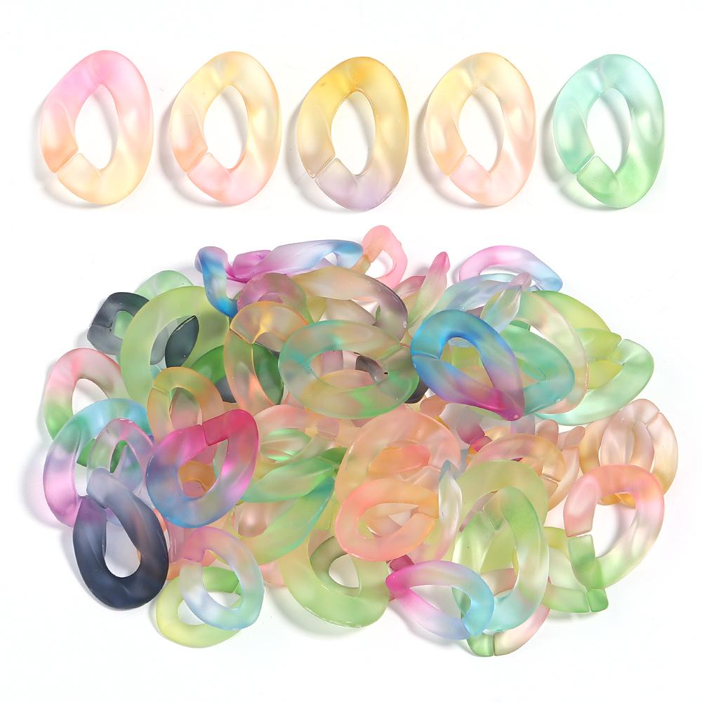 20Pcs/lot Acrylic Twisted Buckle Chain Color Assembled Loose Rings for DIY Bag Chain Glasses Phone Chain Connector Accessories
