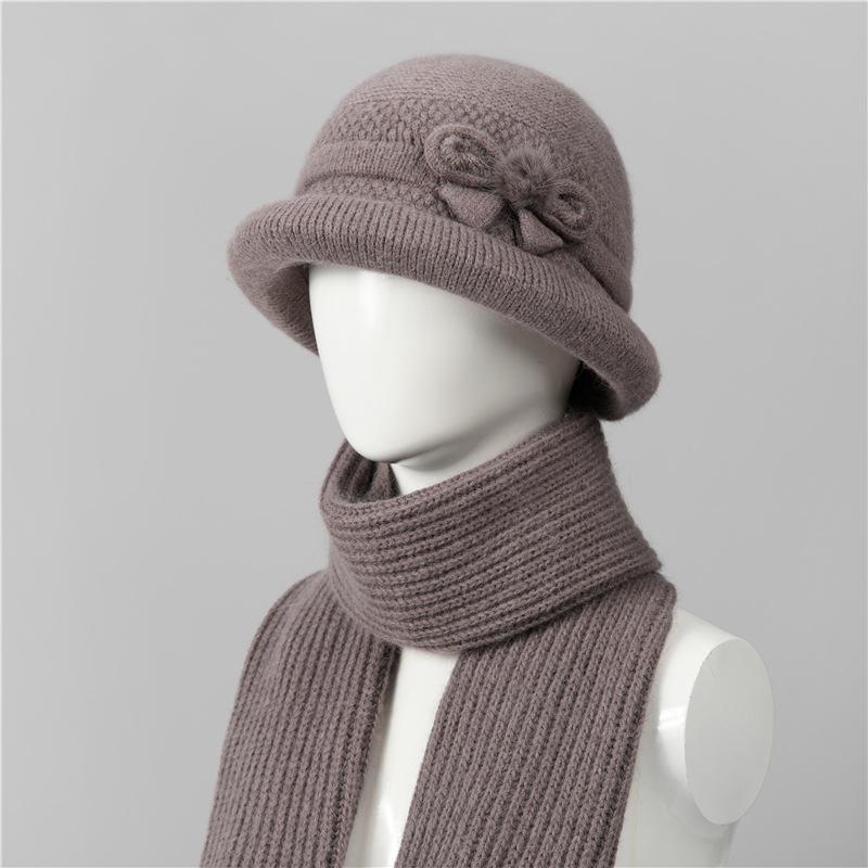 Ji Grandma Hat Warm Rabbit Fur Hat Female Old Lady Mother Hat Fleece Basin Hat