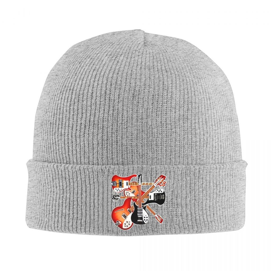 Rickenbacker Guitar Celebration Abstract Art Collage Warm Knitted Cap Bonnet Hat Autumn Winter Beanies Hats for Men Women Adult