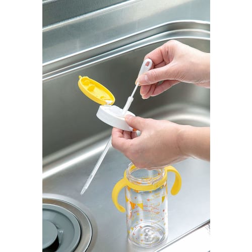 Mameita Straw Brush, White, Approx. 24.7 X 1.5 X 0.6 Cm, Long Straw, Ultra-Fine Nylon, Flexible, Made In Japan, KB-821