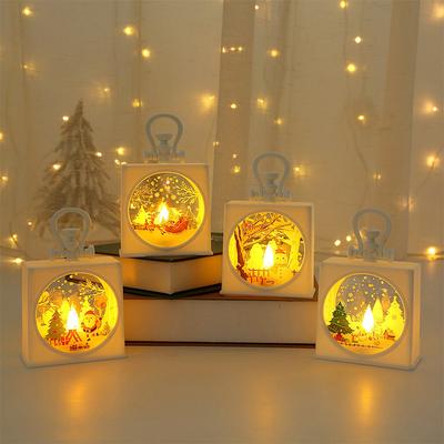 Decoração de Natal Luz Noturna LED Portátil Pequena Lâmpada a Óleo Exibição de Mesa/Janela Criativa Presente para Crianças Pequenas Luzes Noturnas