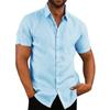 Cotton Linen Men's Short-Sleeved Shirts Summer Solid Color Turn-down Collar Casual Beach Style Plus Size