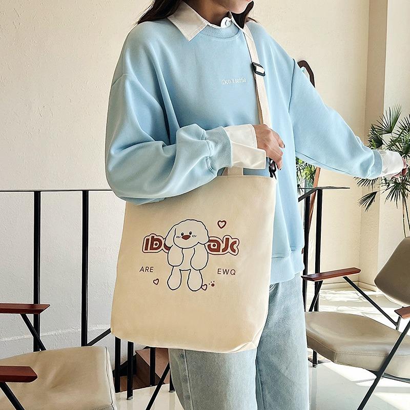 Canvas bag Large capacity student tutoring bag New women's bag Simple shoulder messenger bag