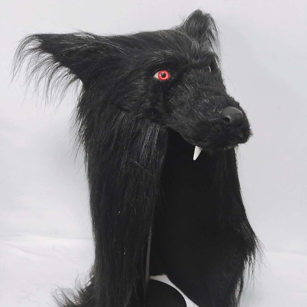 Black Wolf Headgear Latex animal mask Plush one-piece cosplay Halloween costume props
