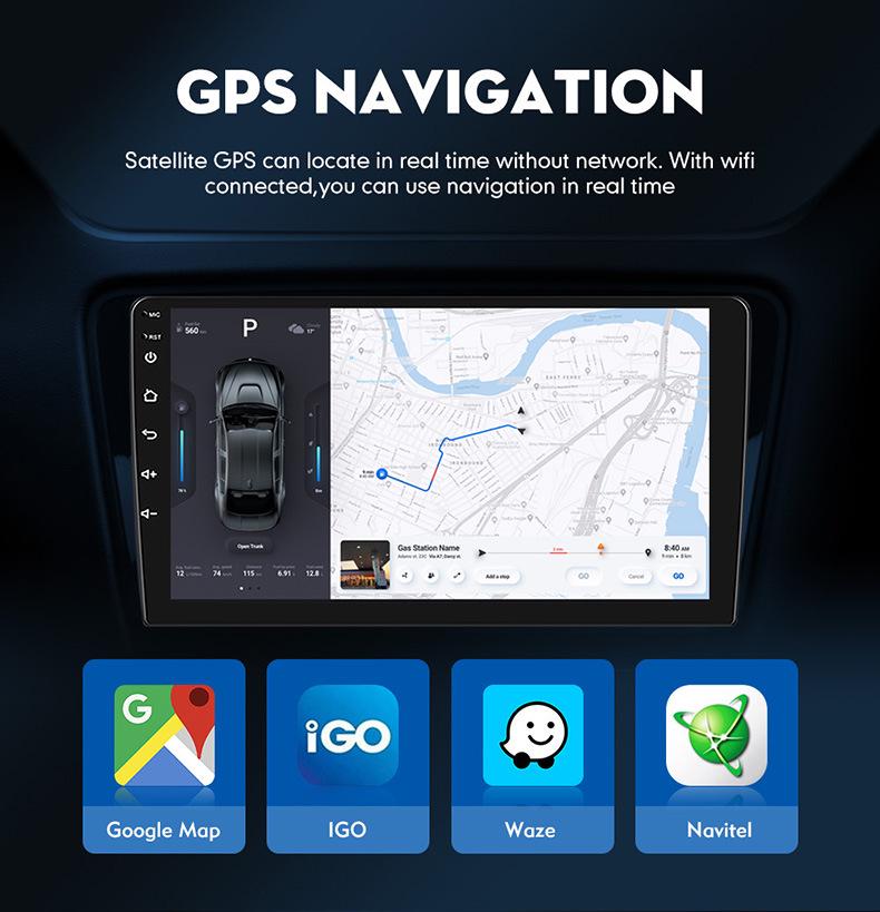 7/9/10-inch Car GPS Navigation with Bluetooth, Wireless CarPlay, Reversing Camera, and Large Touchscreen Display