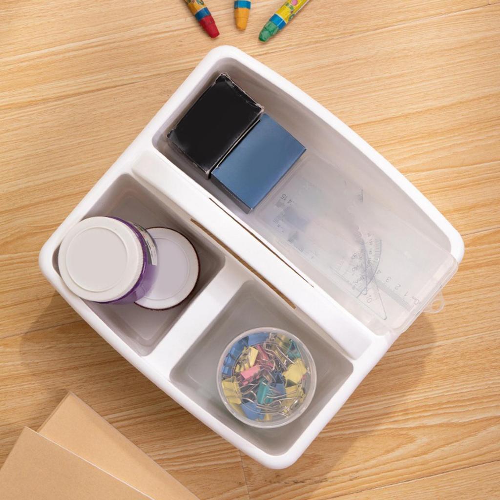 Desktop with Handles, Compartments Storage Basket Bin, Craft Storage Organizer Case, Classroom Storage