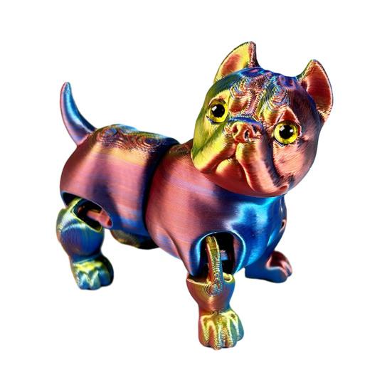 

3D-надрукована фігурка бульдога З рухомими суглобами Фігурка собаки Артикульована модель цуценяти Іграшка-антистрес Прикраса для полиці вдома та в офісі