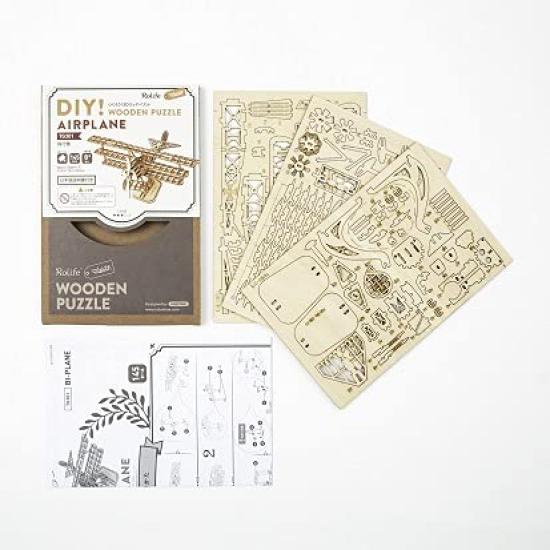 3D Wooden Puzzle Ornament Series with Japanese Instructions Tsukurundesu® (Airplane)