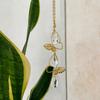 Sun Catcher Butterfly Crystal Hanging Ornament, Iron Metal Frame with Gold-Plated Finish, Light Catcher Window Decor for Home Garden, Rainbow