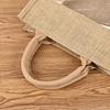 Borsa in Juta e Lino Personalizzata Ecologica: Finestra Trasparente in PVC e Borsa di Juta