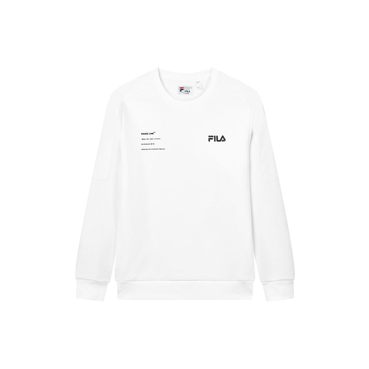 Fila Logo Print Sports Casual Pullover Sweatshirt Men Sweatshirt White F11M149201F-WT