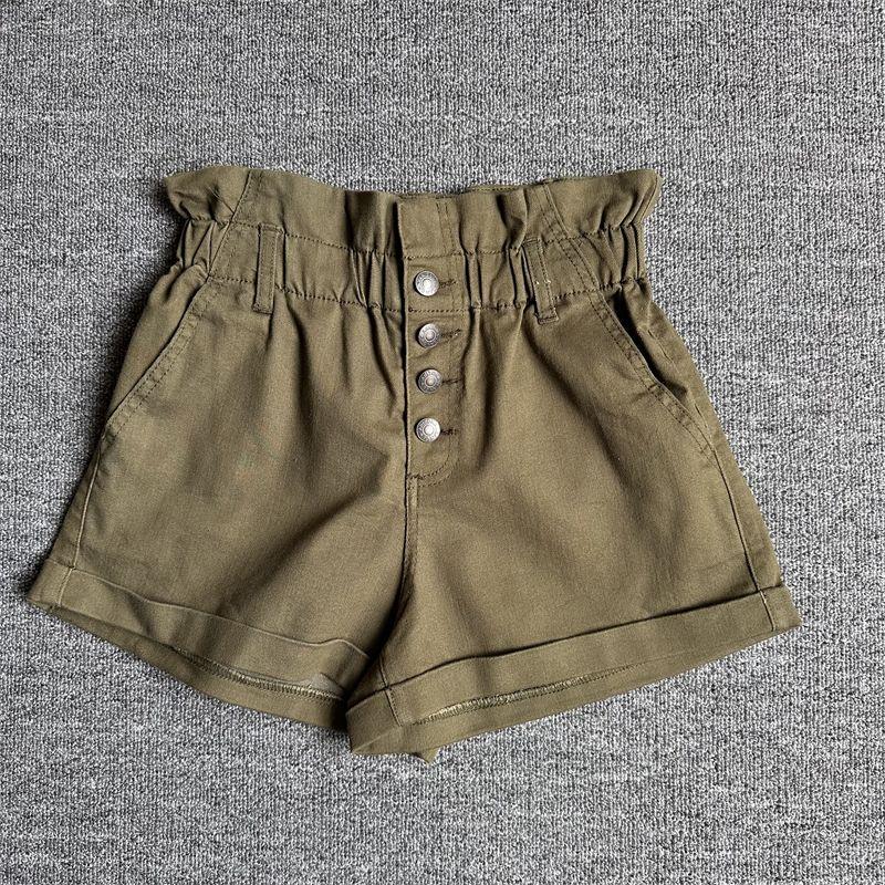 

100.00кг Модные Повседневные Свободные Брюки с Завивкой и Высокой Посадкой Bract Military Green Denim shorts 1