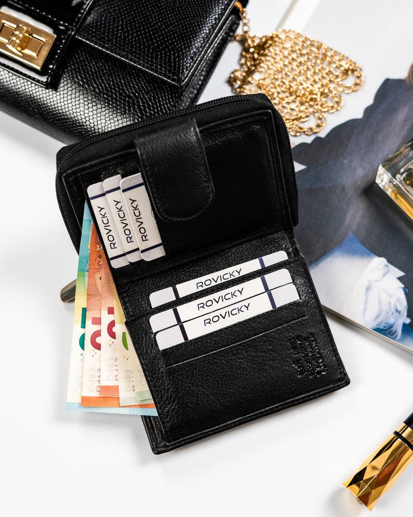 Women's Leather Wallet R-DLL2-NCD-BL-8411 Black