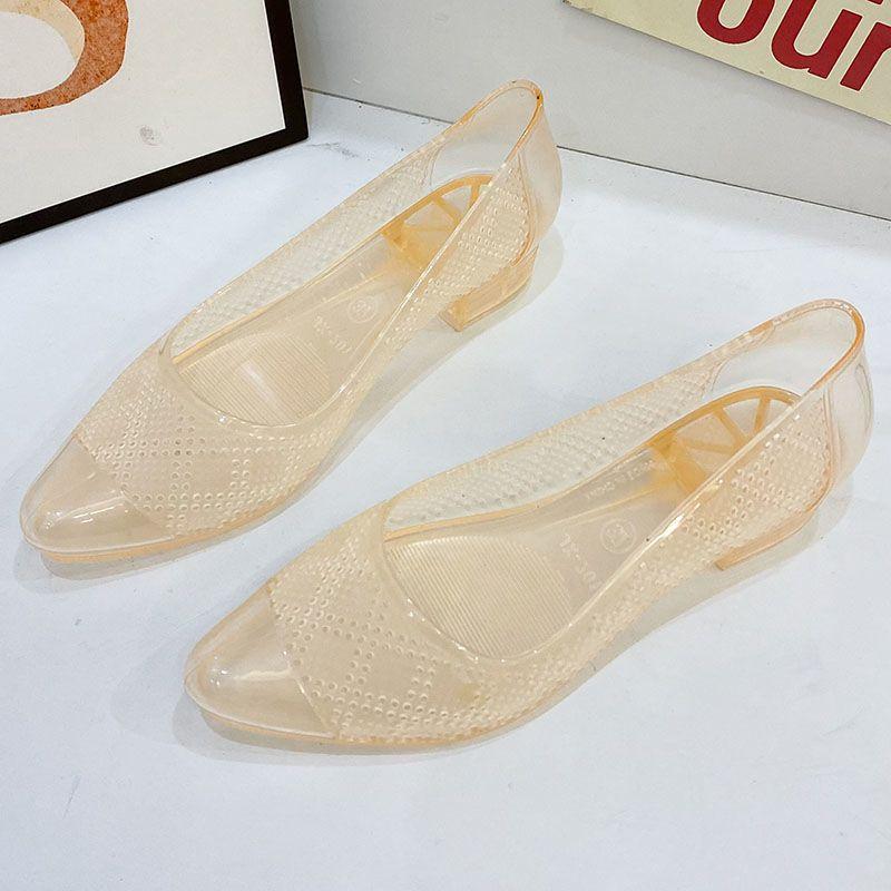 Fashion FHANCHU 2025 New Women Crystal Sandals,Summer Jelly Shoes,Soft Bottom,Close Pointed Toe,Slip On,Korea Blue,Pink,Gold,Dropship