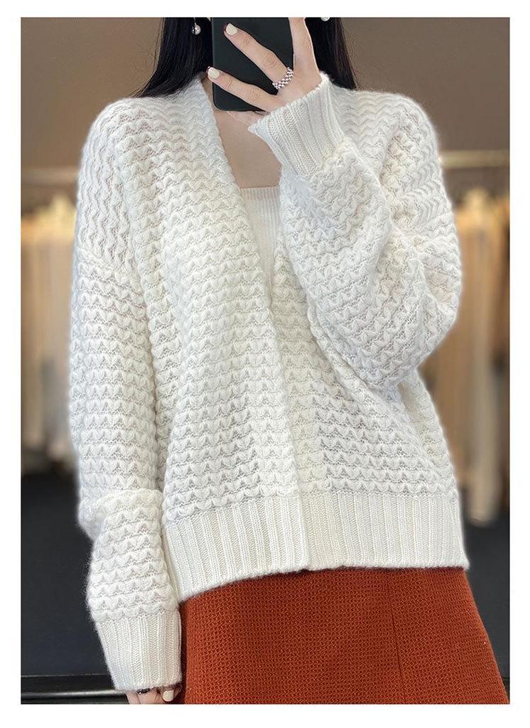 Women's Wool Knit Loose Cardigan - Autumn/Winter 2022 Fashion, Thick Short Jacket
